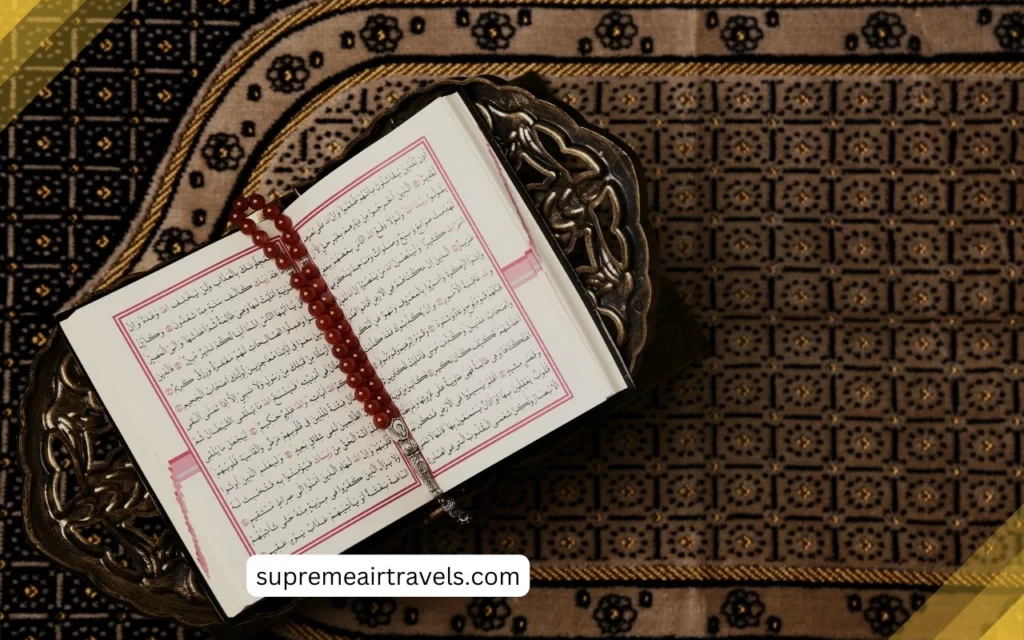 Image of Quran and prayer beads: "Quran and prayer beads"