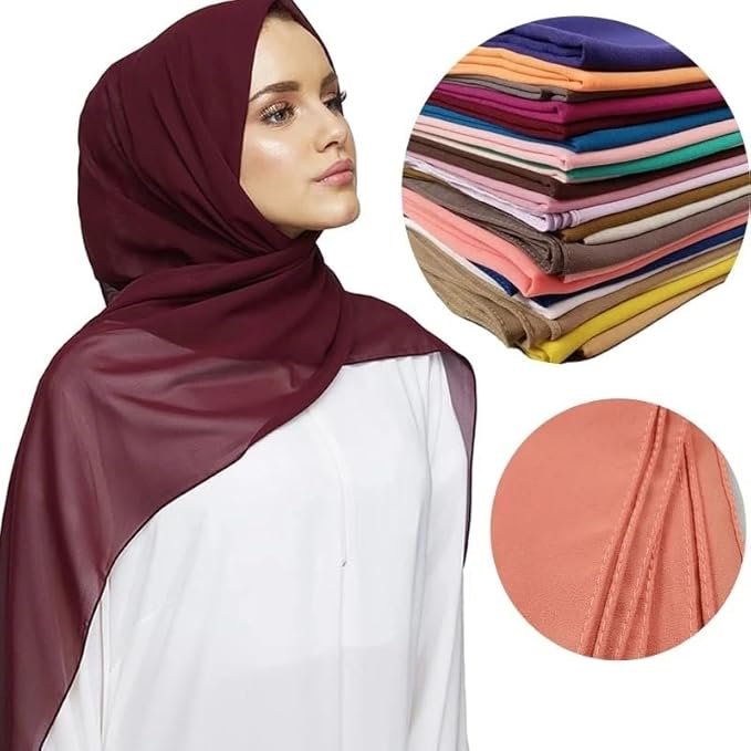 ICW Girls Georgette Solid Plain Scarf – The Perfect Hijab for Your Umrah Journey